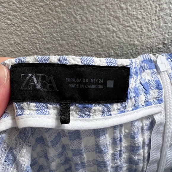 Zara Light Blue and White Gingham Skirt, Size XS - Picture 2 of 2